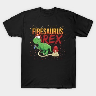 Firesaurus T Rex Kids Firefighter Dinosaur Fireman Boys T-Shirt